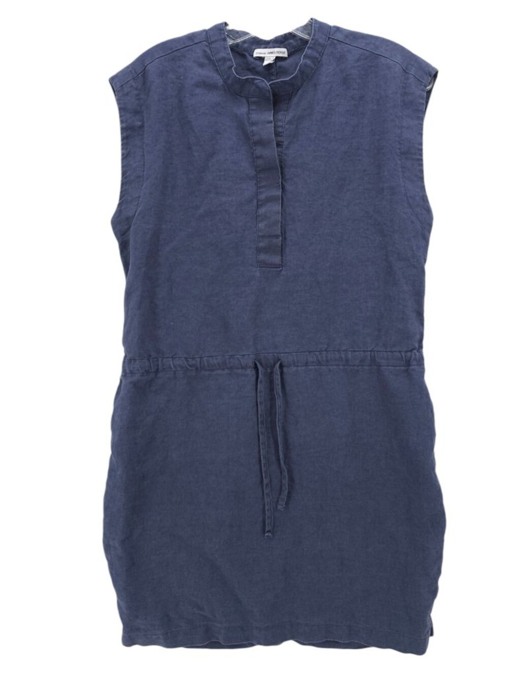 JAMES PERSE Blue 100% Linen Dress Popover Shirtdress Drawstring Size 2 - MEDIUM
